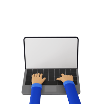 3D Render of Human Hands Typing on Laptop with Blank Screen for your Product Advertisement, Website or Landing Page Presentation etc. png