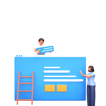 3D Render of Businessman And Woman Maintaining Website. png