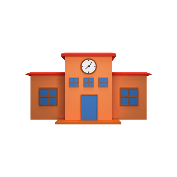 3D Rendering Retro Educational Building Icon In Orange Color. png