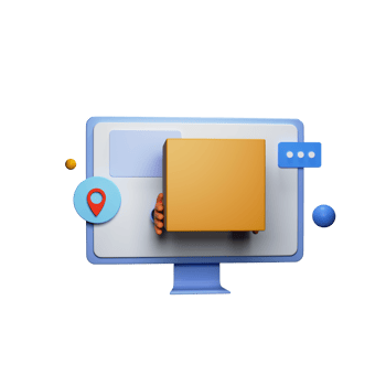 3D Render of Online Delivery Through Desktop With Parcel, Location Pin. png
