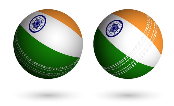 cricket ball in realistic style in colors of flag of india. Summer team sports. 3d vector on white background