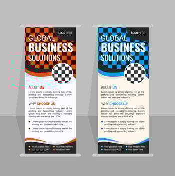 Modern corporate colorful roll up stand banner design template vector