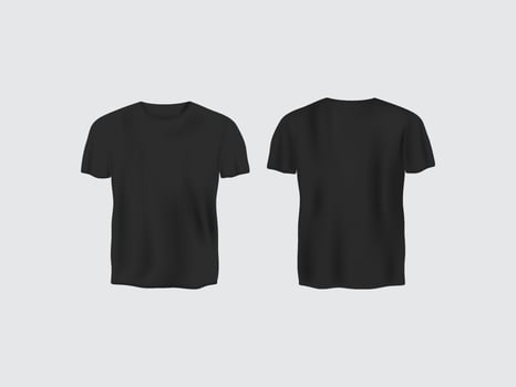 Black Short Sleeve Realistic T-Shirt Mockup. vector