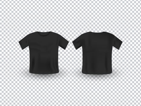 Black Realistic T-Shirt Mockup. vector