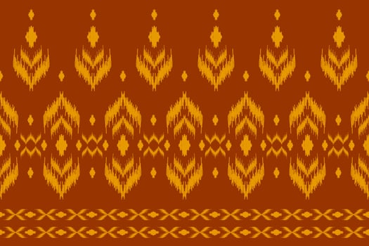 Ethnic ikat seamless pattern traditional. Orange carpet tribal pattern art. American, Mexican style. vector