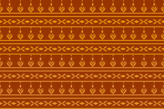 Orange fabric ikat pattern art. Geometric ethnic seamless pattern traditional. American, Mexican style. vector
