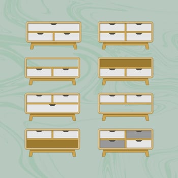 flat design wooden furniture set for interior design . wooden furniture set vector.  wooden storage set for home interior design vector