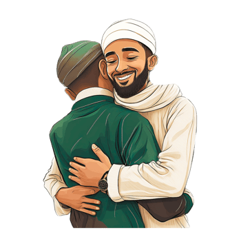 Happy Muslim Avatar  hugging celebrating eid al fitr png