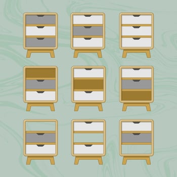 flat design wooden furniture set for interior design . wooden furniture set vector.  wooden storage set for home interior design vector