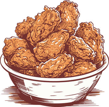 lots of fried chicken in a white bowl png