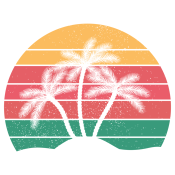 vintage retro sunset tropical palm holiday design png