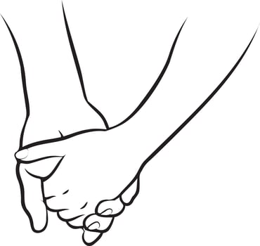 Couple Holding Hands Line Drawing. vector