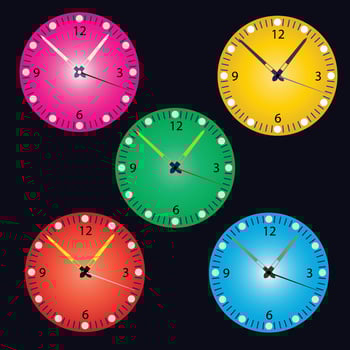 Set of world time zone analog clocks Free Vector illustration for wall decoration, making clock frame, Mosque prayer time schedule.