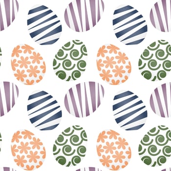 Seamless pattern, Easter eggs on a white background. Festive background, print, textile, wallpaper, vector