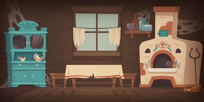 Abandoned old russian, ukrainian rural house vector