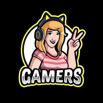 girl gamers esport logo mascot design vector