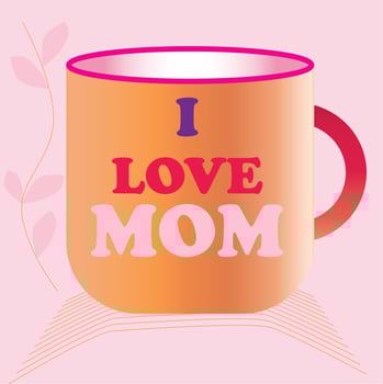 Cute Mug With Flowers And Leaves With Heart wish To Mother's Day Free Vector