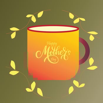 Cute Mug With happy Mother's Day with free Vector