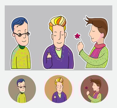 hand drawn doodle people pastel color minimalist style vector