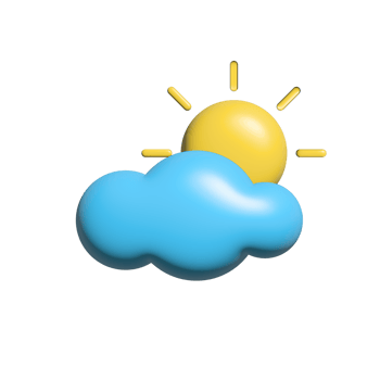 sunny cloudy icon illustration in 3d style. glowing cloudy sunny illustration design. png