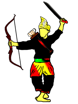 icon posing dance step pattern Nusantara Malay Warrior with weapon png