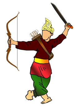 icon posing dance step pattern Nusantara Malay Warrior with weapon png