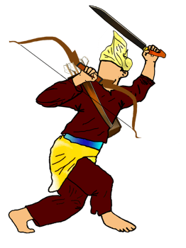 icon posing dance step pattern Nusantara Malay Warrior with weapon png