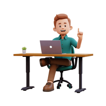 3d male character got an idea while working on a laptop png