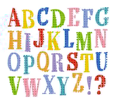 hand drawn vector doodle alphabets, grunge textured