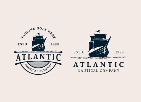 Vintage Retro Sailing Ship Logo Design vector
