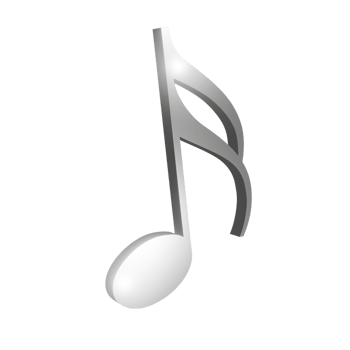silver 3D  render music note png