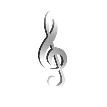 silver 3D  render music note png