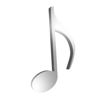silver 3D  render music note png