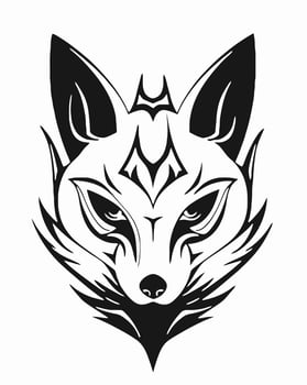 Black and white wolf face vector