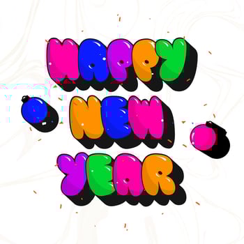 Colourful 2022 Number With Baubles. vector