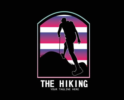 Male climber silhouette design logo vector