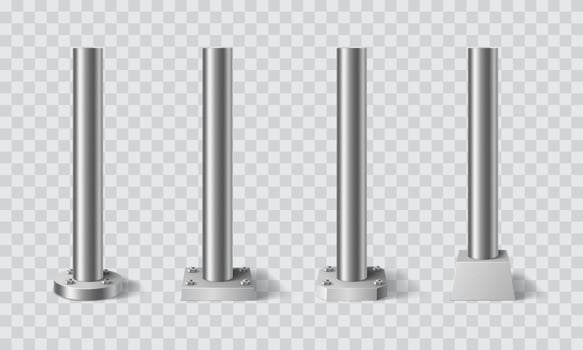 Steel metal pillars, poles and pipe column stands vector