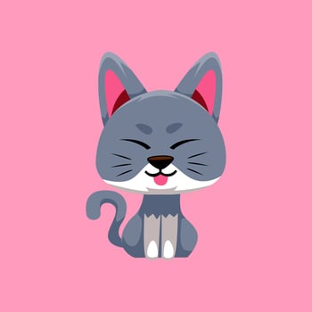 Cute cartoon cat in isolated pink background vector illustration icon