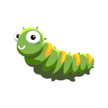 Cute cartoon caterpillar in isolated white background vector illustration icon