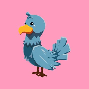 Cute cartoon dove bird in isolated pink background vector illustration icon