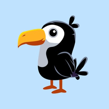 Cute cartoon toucan in isolated blue background vector illustration icon
