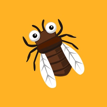 Cute cartoon cicada in isolated yellow background vector illustration icon