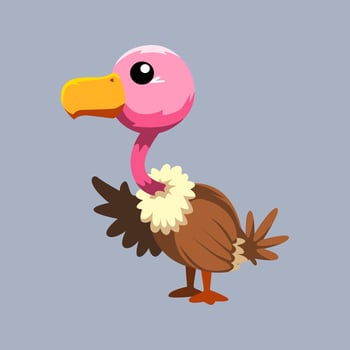 Cute cartoon vulture in isolated gray background vector illustration icon