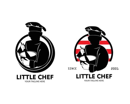 Little boy chef silhouette collection set vector