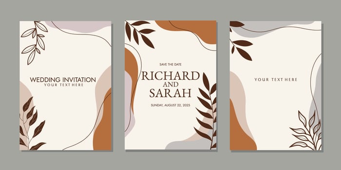 set of invitation cover designs with hand drawn floral decorations. abstract boho botanical background. pastel color For book, invitation, binder, diary, planner, brochure, notebook, catalog vector