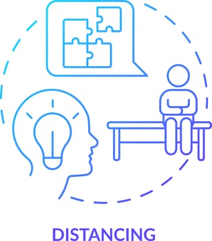 Distancing blue gradient concept icon. Adaptive strategy. Avoid negative impact. Cognitive change abstract idea thin line illustration. Isolated outline drawing vector