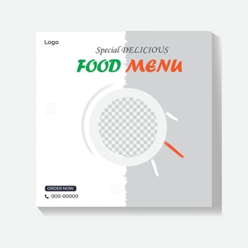 Editable food menu restaurant business marketing social media post and Digital marketing promotion ads sales and discount web banner vector template design