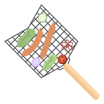 Delicious Grilled Sausages on an Iron Grill png