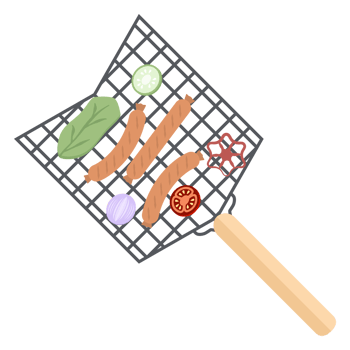 Delicious Grilled Sausages on an Iron Grill png