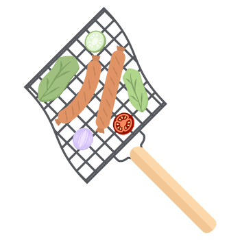 Delicious Grilled Sausages on an Iron Grill png